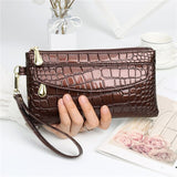 Patent Leather Women&#39;s Wallets Fallow Long Ladies Double Zipper Wallet Clutch Bag Design Red Purse Crocodile Purses