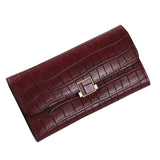 Womens Retro Crocodile Pattern Long Wallet Faux Leather Credit Card Holder Purse with Buckle ID Window Anti-Degaussing Elegant