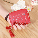 Small Money Bag Ladies Printed Coin Purses Zipper Short Wallets for Women Mini PU Leather Handbags Small Card Case cartera mujer