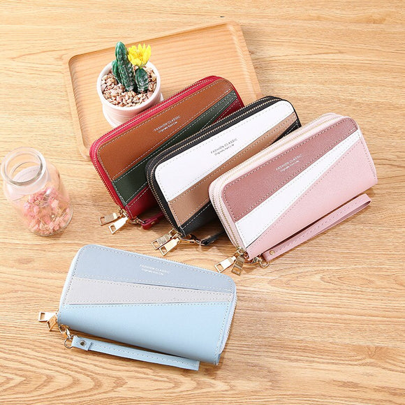 Women's Wallets Large Leather 2021 Fashion Wallet for Cards Long Double Zipper Female Hasp Clutch Female Hasp with Free Shipping