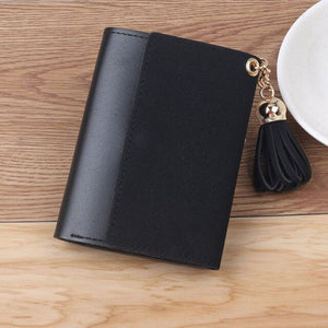 Frosted Women Short Wallets Tassel Small Handbags Mini Female Card Case Ladies Coin Purses with Soft Leather carteira feminina