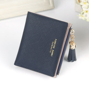 Women Money Girl Purse Short Wallet Lady Mini Small Fold PU Leather Female Card Holder Fastener Zipper Short Clutch Wallet