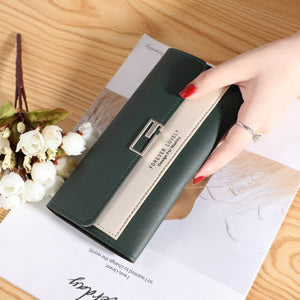 Luxury Long Wallet For Women Patchwork Metal Accessories Clutch Pu Leather Lady Phone Bag Card Holder Coin Purse Female Wallets