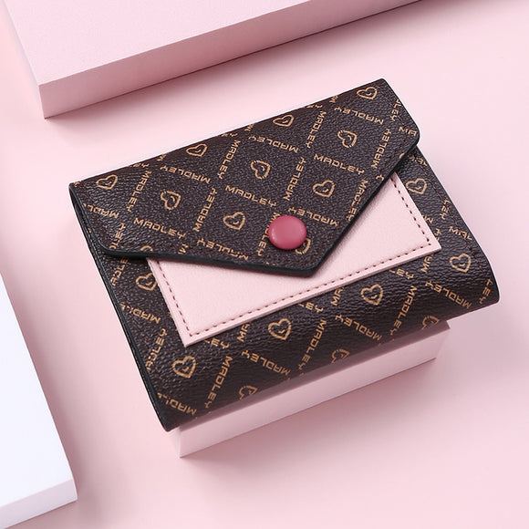 2021 New Women's Wallet Printing Cute Short Handbag Business Splicing Purse Ladies Folding Coin Bags Female Card Holder