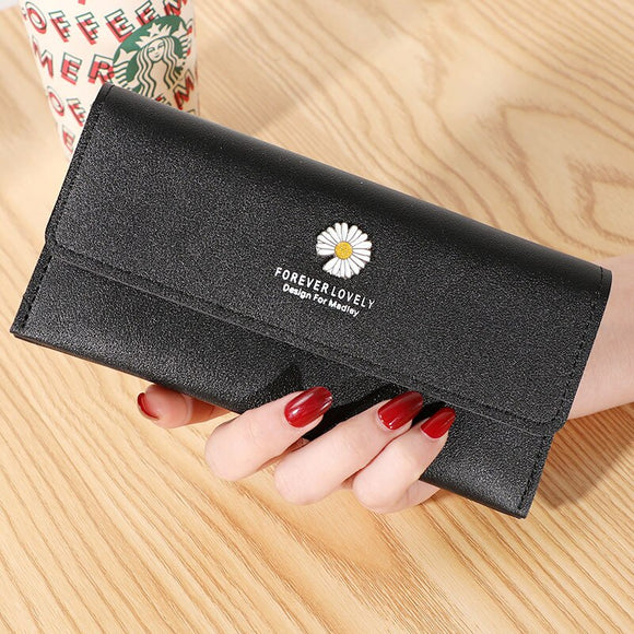 Ladies Long Purses Chrysanthemum Leather Wallets for Women  Multi Card Position Clutch Zipper Coin Purse Money Bag porte monnaie