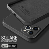 Luxury Original Square Liquid Silicone Case For iPhone 12 13 11 Pro Max Mini X XR XS Max 7 8 6s Plus SE 2 Shockproof Soft Cover