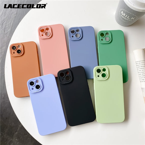 Simple Matte Soft Solid Color Silicone Case For iPhone 13 11 12 Mini Pro Max XS X XR 7 8 Plus SE 2 Shockproof Armor Candy Cover