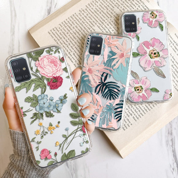 Case For Samsung A32 Cases Silicone Cover For Galaxy A52 A51 A50 A71 A72 A70 A31 A30 A40 A41 A42 A12 Soft Flower Clear Coque