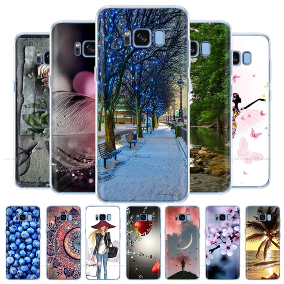 Silicone case For Samsung Galaxy S8 case G950 g950f Back Cover for samsung s8 plus s8+ case G955F protective coque bumper flower