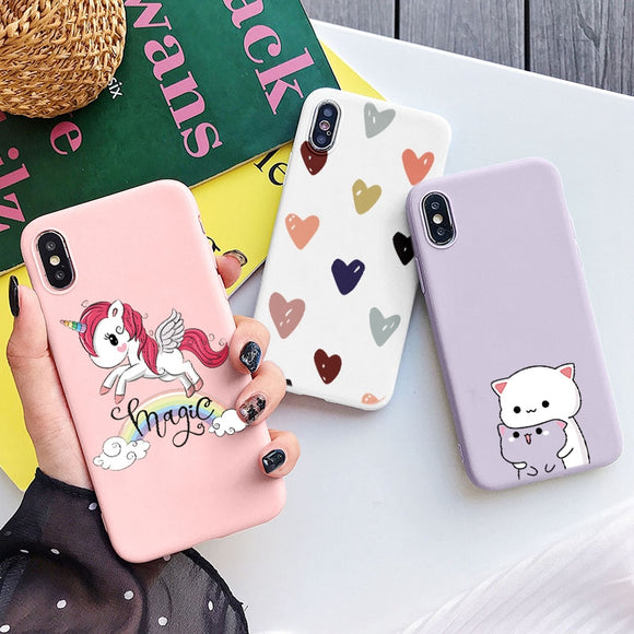 Cute Rainbow Unicorn Cat Colourful Love Case Cover For iPhone 11 Pro Max 12 13 Pro Mini SE 2020 XR XS MAX X 10 8 6 6S 7 Plus