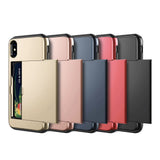 Business Phone Case For iPhone X XS Max XR 11 12 Case Slide Armor Wallet Card Slot Holder Cover for iPhone 7 8 Plus 6 6s 5 5S SE