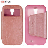 For Samsung Galaxy S4 i9500 S4 Mini i9190 Phone Case Cover Ultra-Thin Stand Soft TPU+PU Fashion Leather Flip S-CH