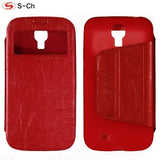 For Samsung Galaxy S4 i9500 S4 Mini i9190 Phone Case Cover Ultra-Thin Stand Soft TPU+PU Fashion Leather Flip S-CH