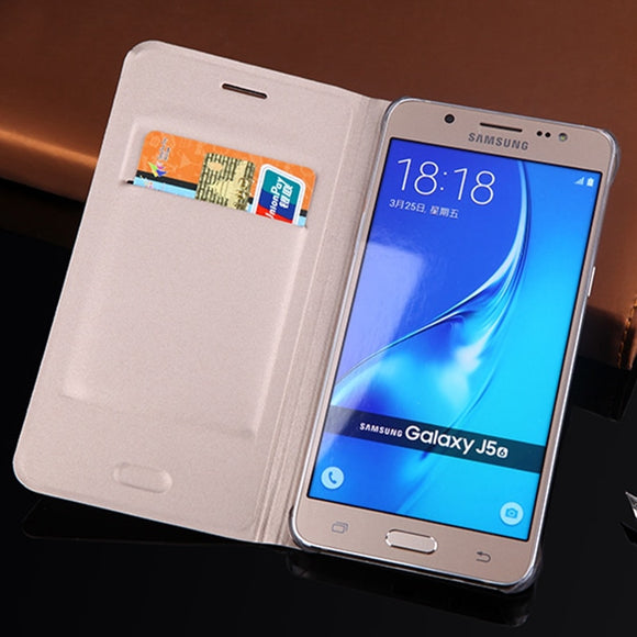 Slim Leather Wallet Case Flip Cover With Card Holder Phone Carrying Bag Mask For Samsung Galaxy J5 2016 J510 J510F J510H J510M