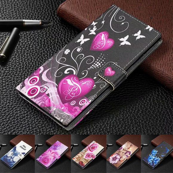 Fashion Love Heart Leather Flip Wallet Case for Samsung Galaxy J4 J6 J8 Plus A6 Plus A7 A9 2018 A42 S20 FE S30 Plus Ultra Cover