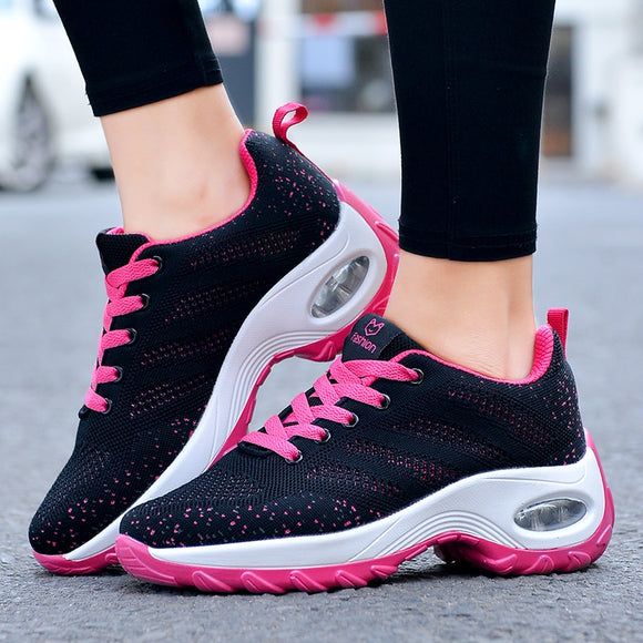 Women Running Shoes Breathable Sports Shoes Summer Outdoor Lightweight Air Cushion Women Sneakers Fashion Black Casual Sneakers