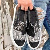 Women Loafers Snake Printing Female Sneakers Ladies Casual Shoes Patchwork Canvas Shoes Autumn Women Flat Shoes Size 35-43