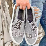 Women Loafers Snake Printing Female Sneakers Ladies Casual Shoes Patchwork Canvas Shoes Autumn Women Flat Shoes Size 35-43