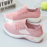 Women Casual Shoes Breathable Walking Mesh Lace Up Flat Shoes Sneakers Women 2021 Tenis Footware Pink Black White