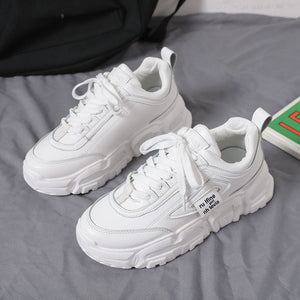 New White Dad Chunky Sneakers Casual Vulcanized Shoes Woman Platform Sneakers Lace Up White Sneakers Women 2021 Zapatos De Mujer
