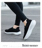 2022 Women Platform Shoes Breathable Fashion Ladies Shoes Flat Heels Casual Sneakers Knitting Running Vulcanized Shoe Large Size