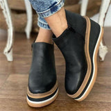 Chunky Sneakers Women Shoes New Autumn Thick Bottom Lace Up High Heels Platform Shoes Woman Solid Leather Casual Shoes Flats