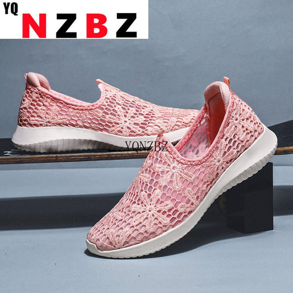 Women's Walking Shoes Ladies Casual Breathable Mesh Comfortable Work Sneakers Summer Slip on Woman Loafers Zapatos Mujer