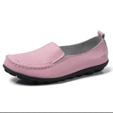 Women&#39;s Genuine Leather Shoes Woman  Loafers Slip-On Woman Ballet Flats Shallow Casual Female Large Size Shoes zapatillas mujer