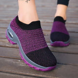 Women Running Sneakers Autumn 2021 Breathable Ladies Slip-on Outdoor Walking Platform Air Wedges Socks Sports Shoes Plus Size 43