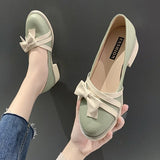 Thick Heel Shallow Shoes Women 2021 Summer Bow Fairy Single Shoes Mary Jane Small Leather Shoes All-match Women Shoes