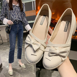 Thick Heel Shallow Shoes Women 2021 Summer Bow Fairy Single Shoes Mary Jane Small Leather Shoes All-match Women Shoes