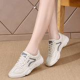 Women Platform Shoes Comfortable Leather Casual Shoes for Men Outdoor Breathable Jogging Sport Shoes Women Height Increasing 3CM