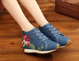 NINGUTA embroider canvas casual shoes woman Increase within shoe for autumn spring