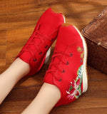 NINGUTA embroider canvas casual shoes woman Increase within shoe for autumn spring