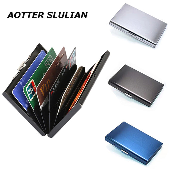 Men Card Holder Rfid Blocking Aluminum Metal Slim Short Wallet Safe Money Cilp Bag Bank Credit Card Holder Thin Small Purse Case