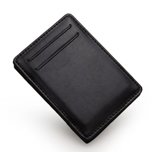 Hot Sale Vertical Men Magic Wallet Small Leather Elastic Ribbon Cash For Money Purse Mini ID Card Holder Bank Credit Card Case