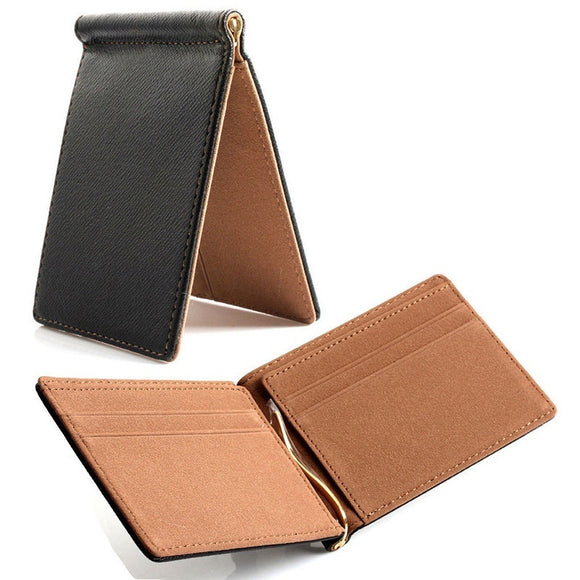 Hot Sale Slim Men's Money Clip Wallet Credit Card Case Cash Holder Simple Design PU Leather Women Small Purse For Man 6 Colors