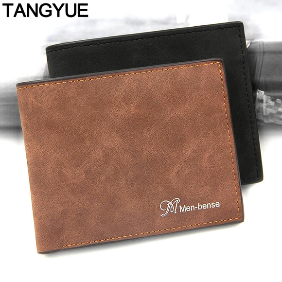 TANGYUE Men wallet for Man Purse Card Holder Coin PU Leather Luxury Money Clip Slim Short Men's Wallet Black and Brown