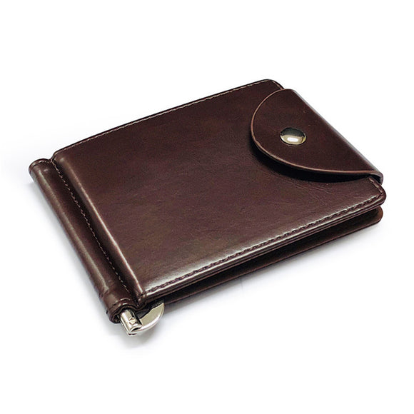 New Fashion Short Small Men's Leather Money Clip Wallet With Metal Clamp Mini Purse For Male Credit Card Cash Holder 4 Colors