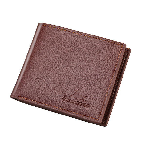 Men's Wallet Fashion Casual Two-fold Short Horizontal Pu Leather Solid Color Men's Open Coin Purse Luxury Brand Card Holder