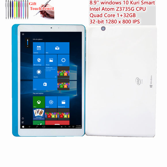 8.9 Inch Smart Tablet PC Windows 10 Home Quad Core 1280*800IPS 32-Bit 1GB RAM 32GB ROM Intel Atom Z3735G With Dual Cameras