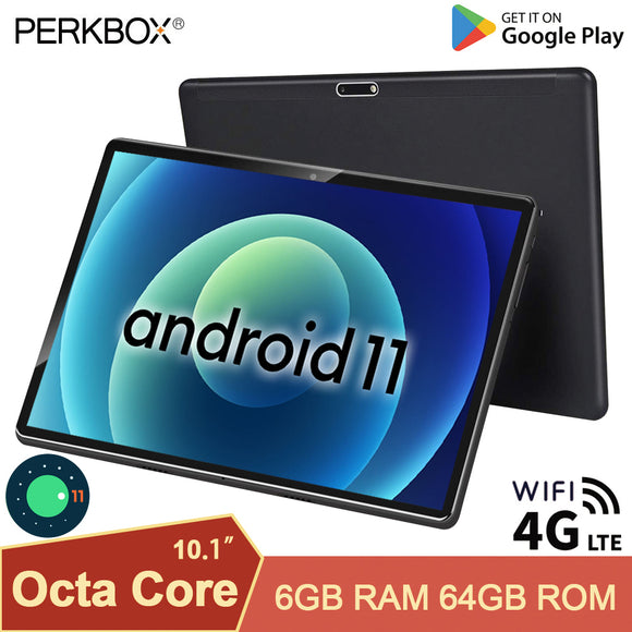 Android 11.0 Tablet: Perkbox 10 Inch Tablet 6GB RAM 64GB ROM Octa Core Processor Google Certified 6000mAh Battery WiFi GPS Pad