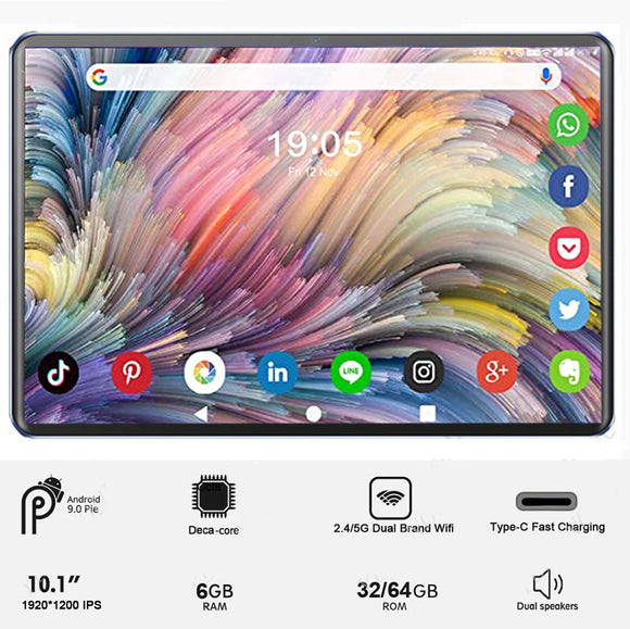 Sale!!!Deca Core 6+64GB 4G LTE Phone Call 5G WIFI 1920*1200 Android 9.0 HD tablet pc 10 inch Google Play Tablets 10 10.1 планшет