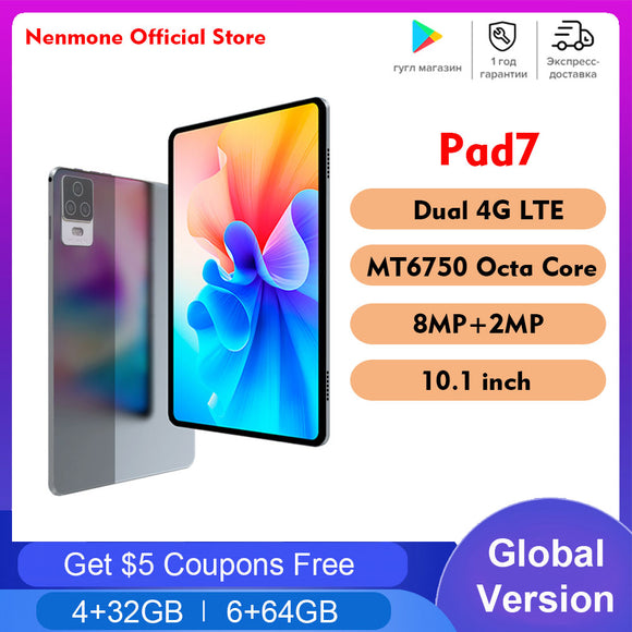 Global Firmware Nenmone Pad7 4G Tablet Android 10.1 Inch Octa Core MT6750 Dual Camera 8MP+2MP Cheap Tablet GPS For Kids Gift