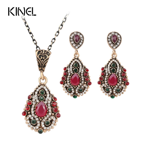 2016 New African Beads Jewelry Set Unique Retro Look Necklaces And Earrings For Women Gold Color Wedding Jewelry