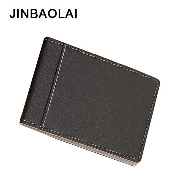 JINBAOLAI Densigner Men Wallets PU Leather Short Purses Male Wallet Thin Money Clips Solid Clutch Wallet For Men Purses 4 Color
