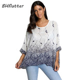 BHflutter New Style 2018 Women Blouses Plus Size Batwing Floral Print Summer Tops Tees Woman Casual Chiffon Blouse Shirt Blusas