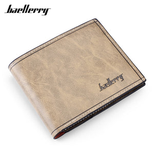 Baellerry Vintage Style Men Small Wallets, Gray Bifold Short Wallet Men&#39;s Soft Leather Card Holder Male Purses Carteiras Man
