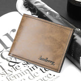 Baellerry Vintage Style Men Small Wallets, Gray Bifold Short Wallet Men&#39;s Soft Leather Card Holder Male Purses Carteiras Man