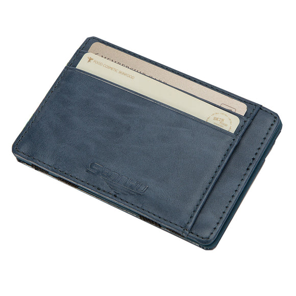 New Fashion Mini Men's leather magic wallet women Slim purse small credit card holder for man 5 colors